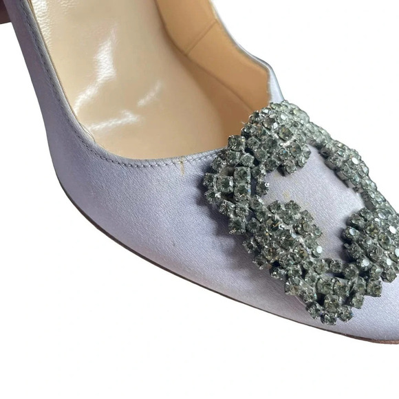 Manolo Blahnik Hangisi Satin Pump Lilac Purple Size 9 - Picture 12 of 13